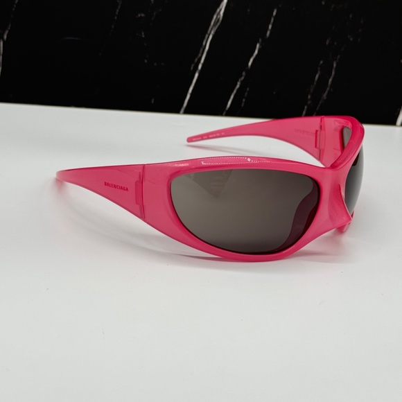 NEW BB0252S 002 BALENCIAGA PINK GREY OVAL WOMEN BALENCIAGA SUNGLASSES - Picture 9 of 12